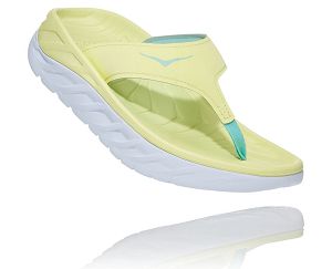 Hoka One One ORA Recovery Flip Womens Recovery Sandals Luminary Green/Blue Tint | AU-7450891